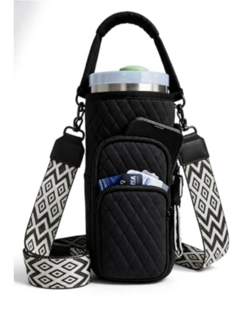 40oz Tumbler Carrier Bag with Strap Water Bottle Crossbody Purse Phone Pocket